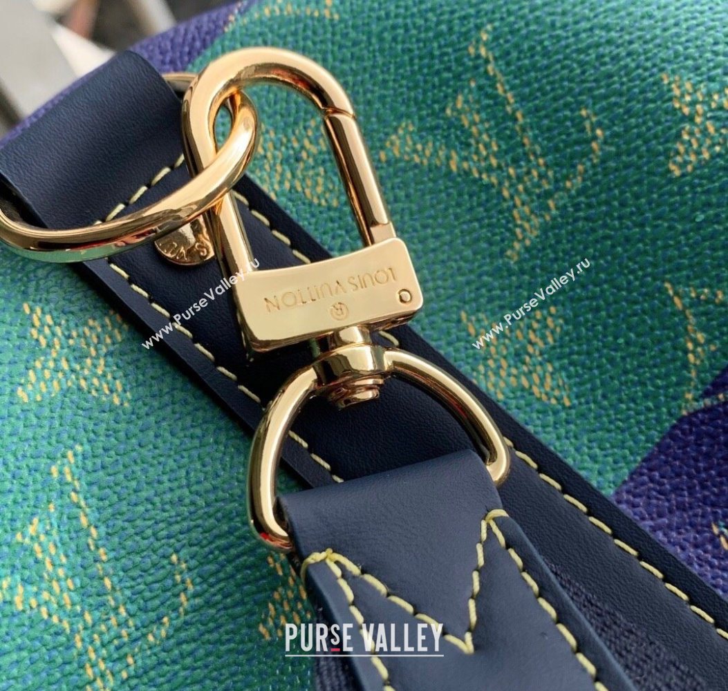 Louis Vuitton Keepall Bandouliere 50 Travel Bag in Blue Stripes Monogram Heritage Canvas M25900 2025 (KI-251008059)