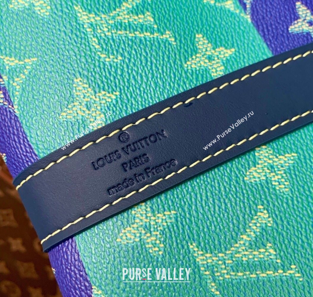 Louis Vuitton Keepall Bandouliere 50 Travel Bag in Blue Stripes Monogram Heritage Canvas M25900 2025 (KI-251008059)