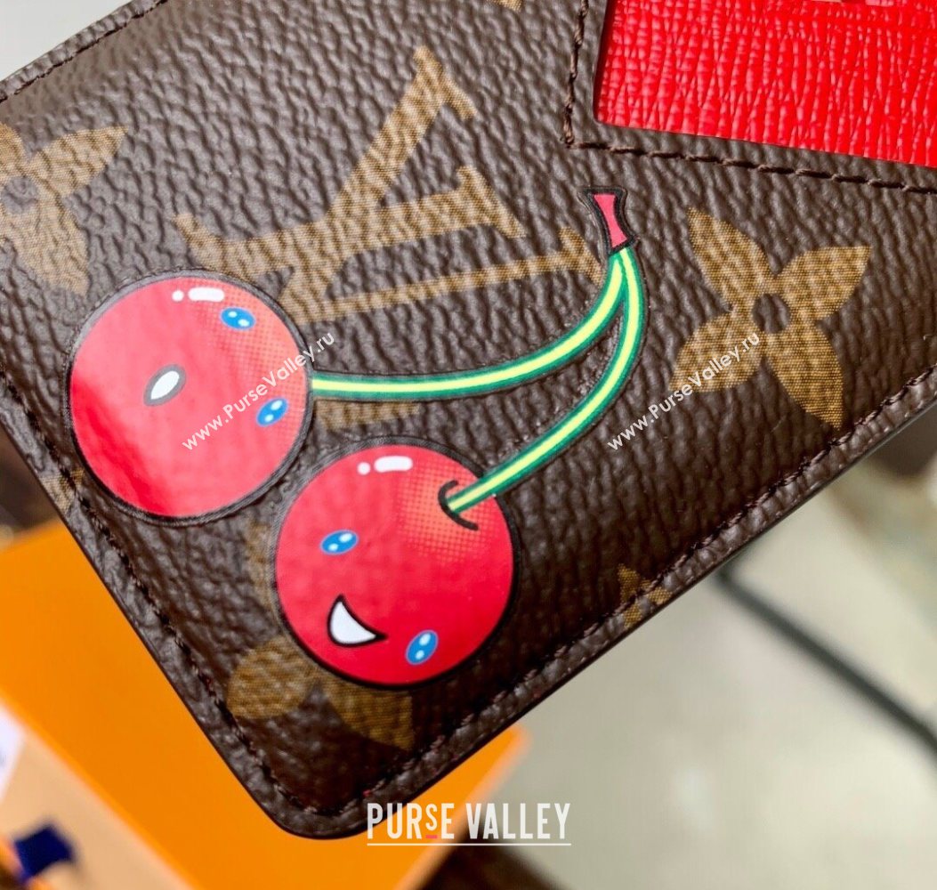 Louis Vuitton LV x TM Cerise Cherry Magnetic Card Holder in Monogram Canvas 2025 M14562 (KI-251009017)