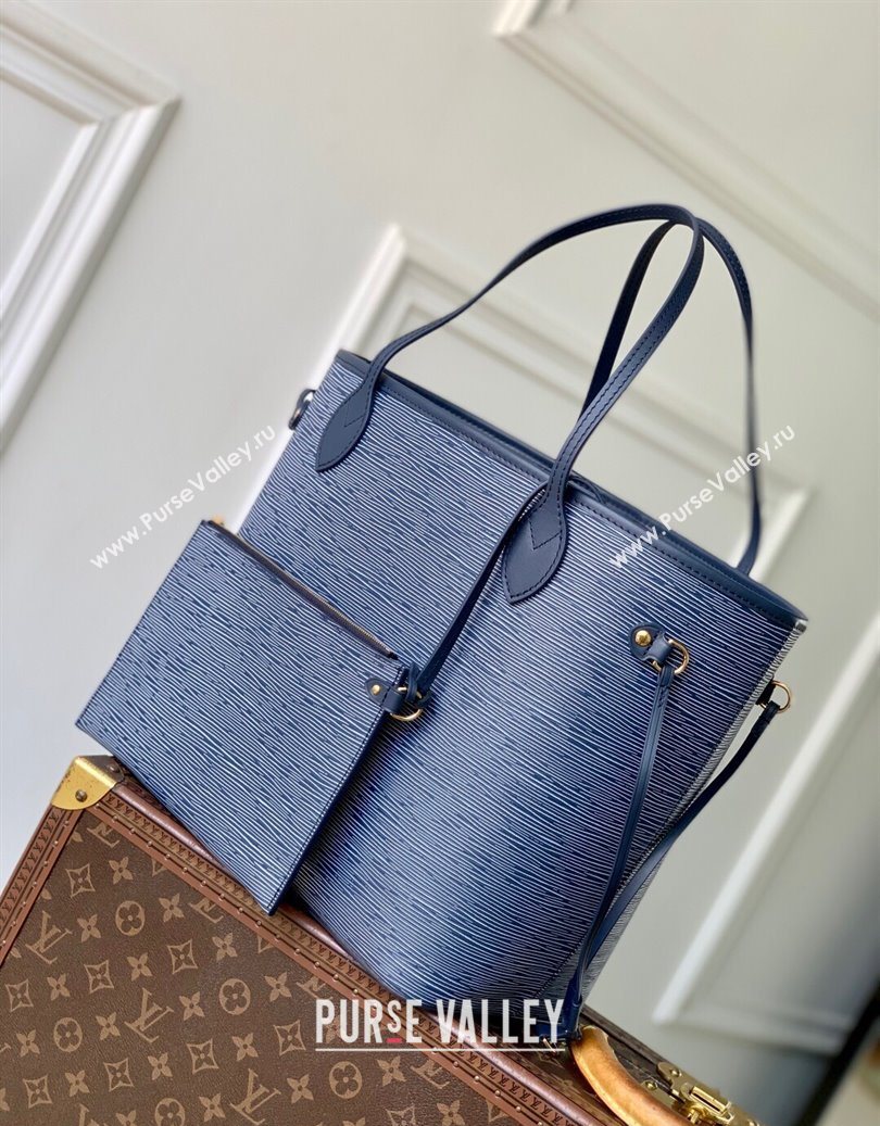 Louis Vuitton Neverfull MM Tote bag in Epi Leather Denim Blue 2025 M14856 (KI-251009034)