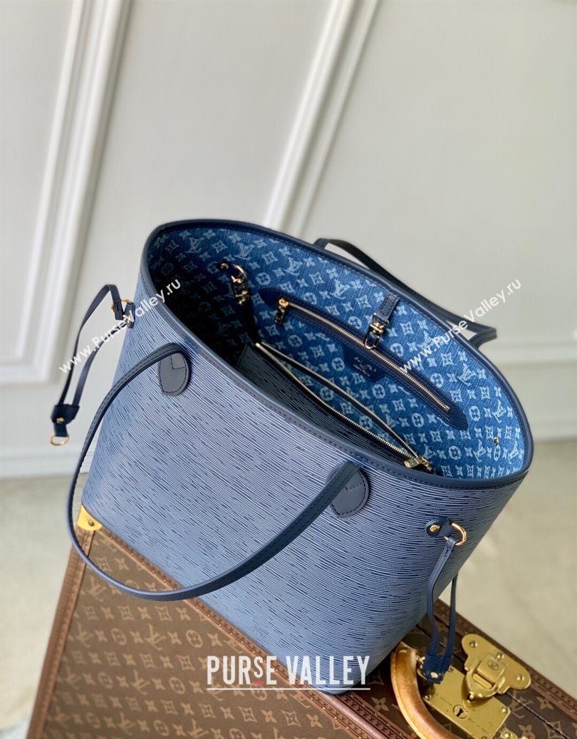 Louis Vuitton Neverfull MM Tote bag in Epi Leather Denim Blue 2025 M14856 (KI-251009034)