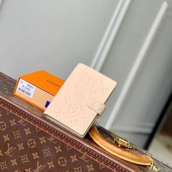 Louis Vuitton Small Ring Agenda Cover in Monogram Leather Cream White 2025 R20005 (KI-251009040)