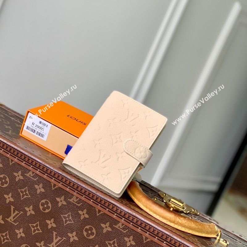 Louis Vuitton Small Ring Agenda Cover in Monogram Leather Cream White 2025 R20005 (KI-251009040)