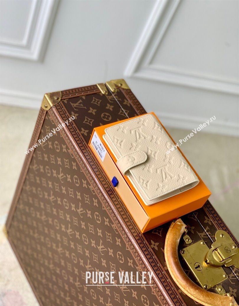 Louis Vuitton Small Ring Agenda Cover in Monogram Leather Cream White 2025 R20005 (KI-251009040)