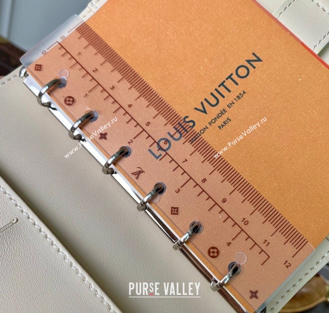 Louis Vuitton Small Ring Agenda Cover in Monogram Leather Cream White 2025 R20005 (KI-251009040)