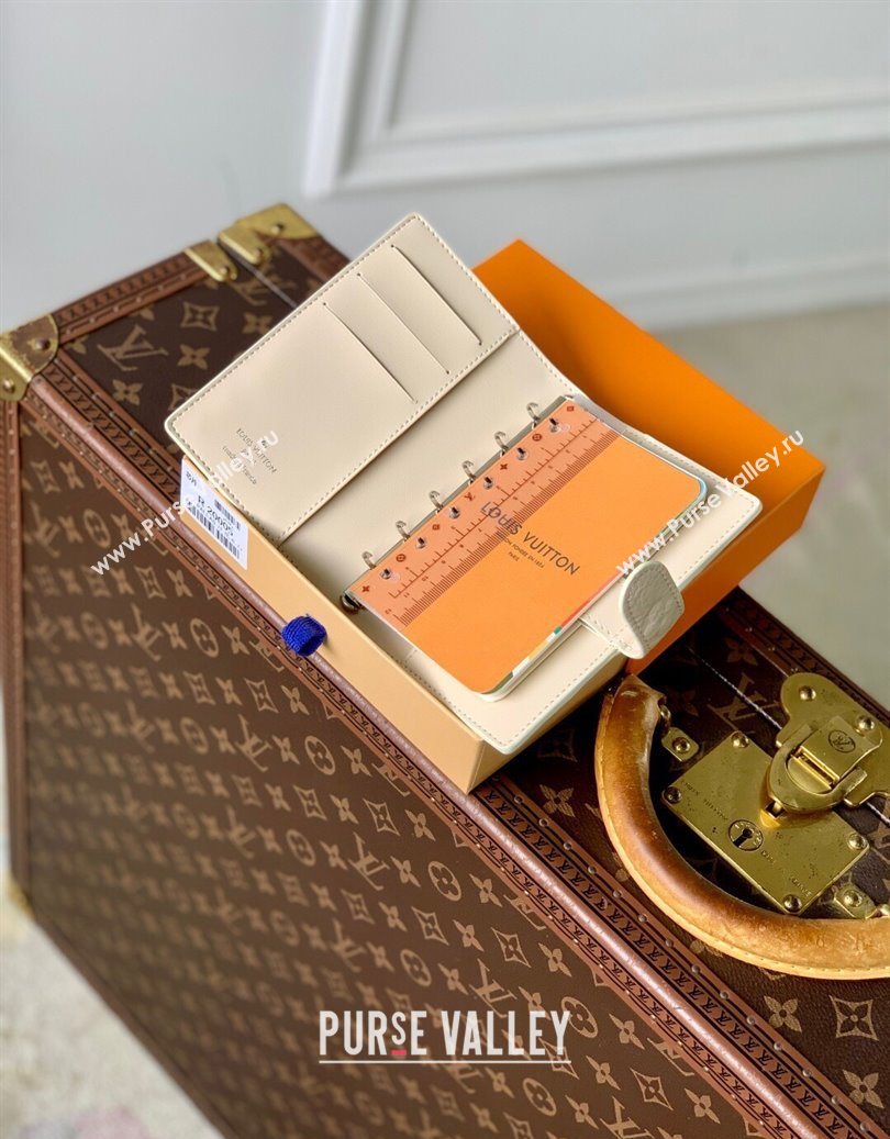 Louis Vuitton Small Ring Agenda Cover in Monogram Leather Cream White 2025 R20005 (KI-251009040)
