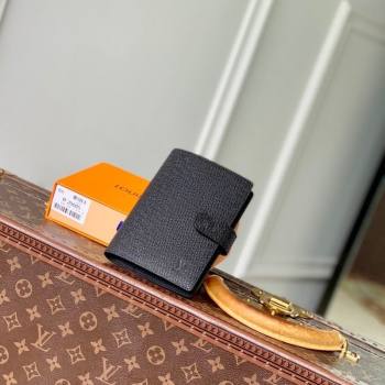 Louis Vuitton Small Ring Agenda Cover in Black Taiga Leather 2025 R20426 (KI-251009041)