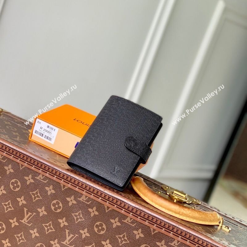 Louis Vuitton Small Ring Agenda Cover in Black Taiga Leather 2025 R20426 (KI-251009041)