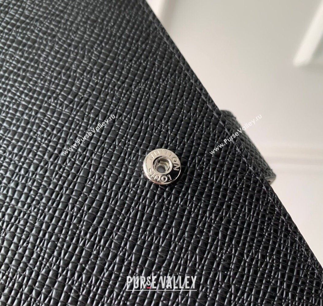 Louis Vuitton Small Ring Agenda Cover in Black Taiga Leather 2025 R20426 (KI-251009041)