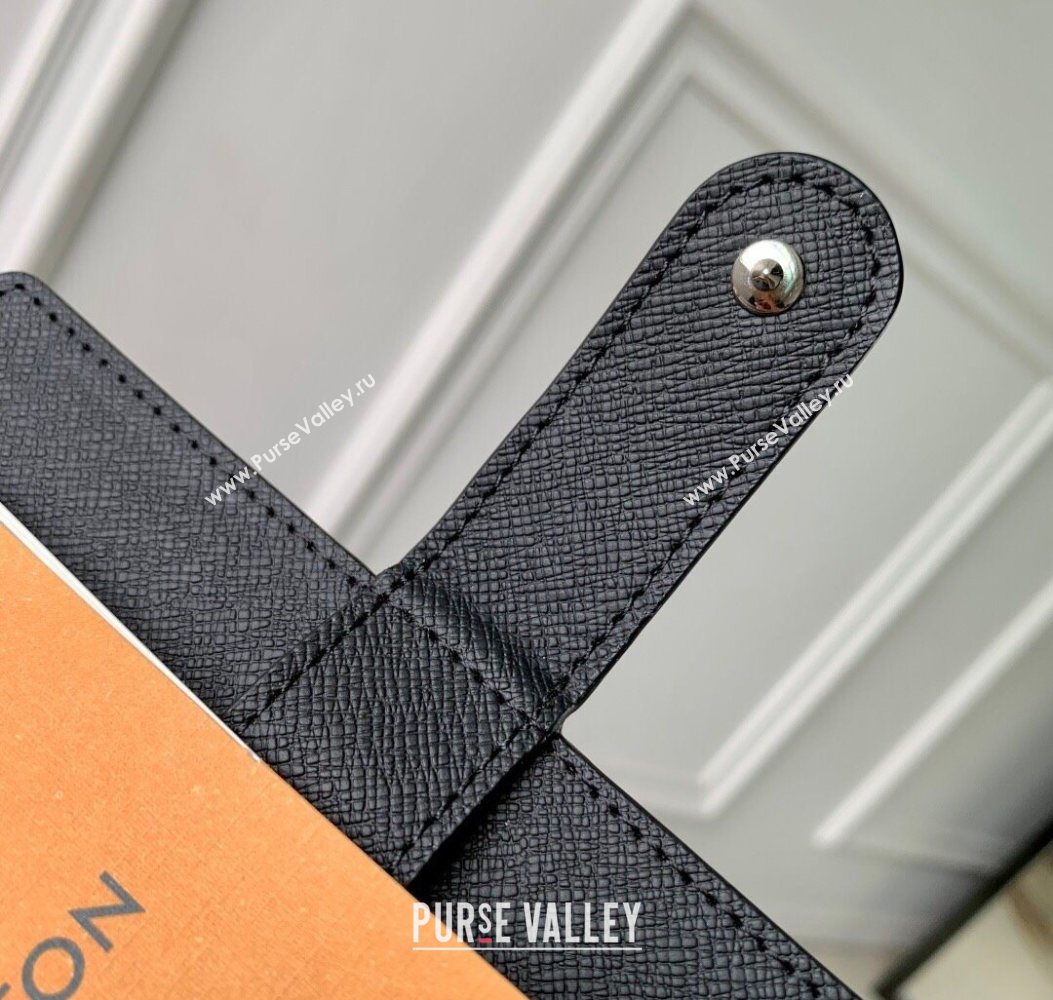 Louis Vuitton Small Ring Agenda Cover in Black Taiga Leather 2025 R20426 (KI-251009041)