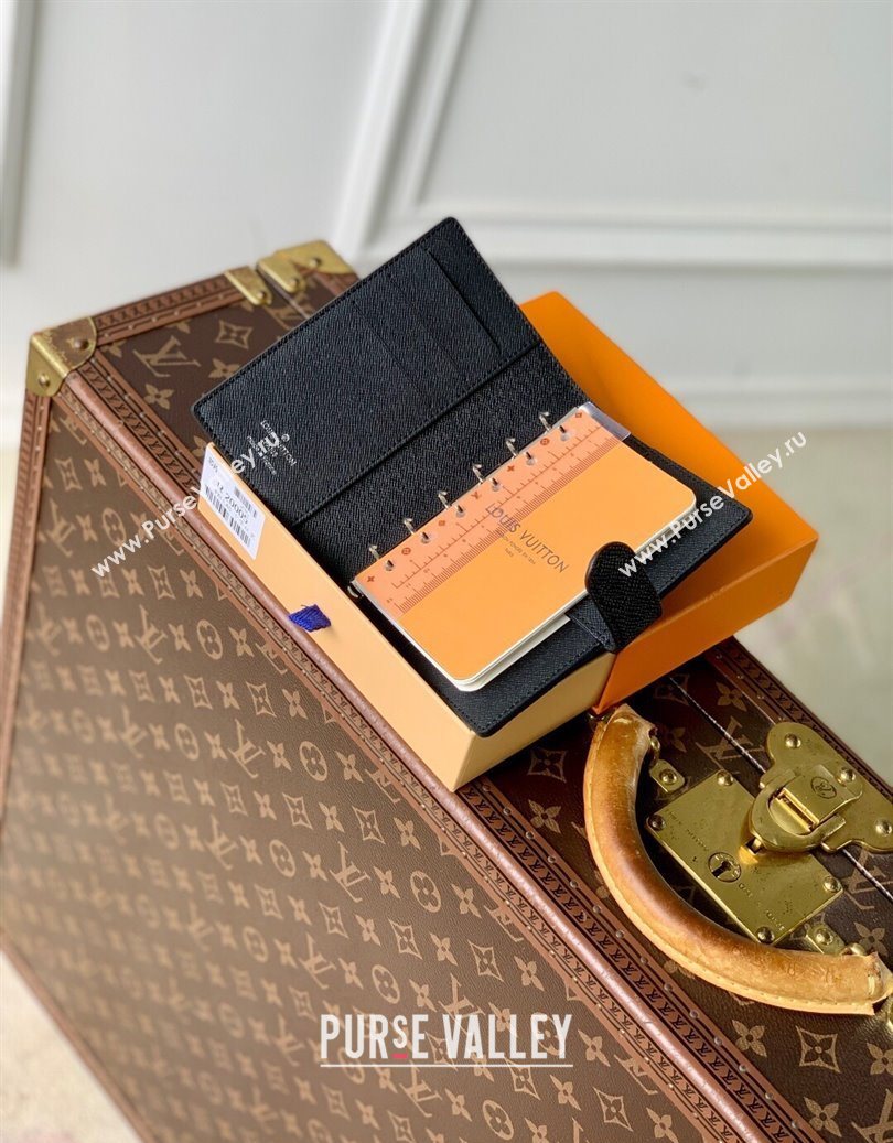 Louis Vuitton Small Ring Agenda Cover in Black Taiga Leather 2025 R20426 (KI-251009041)