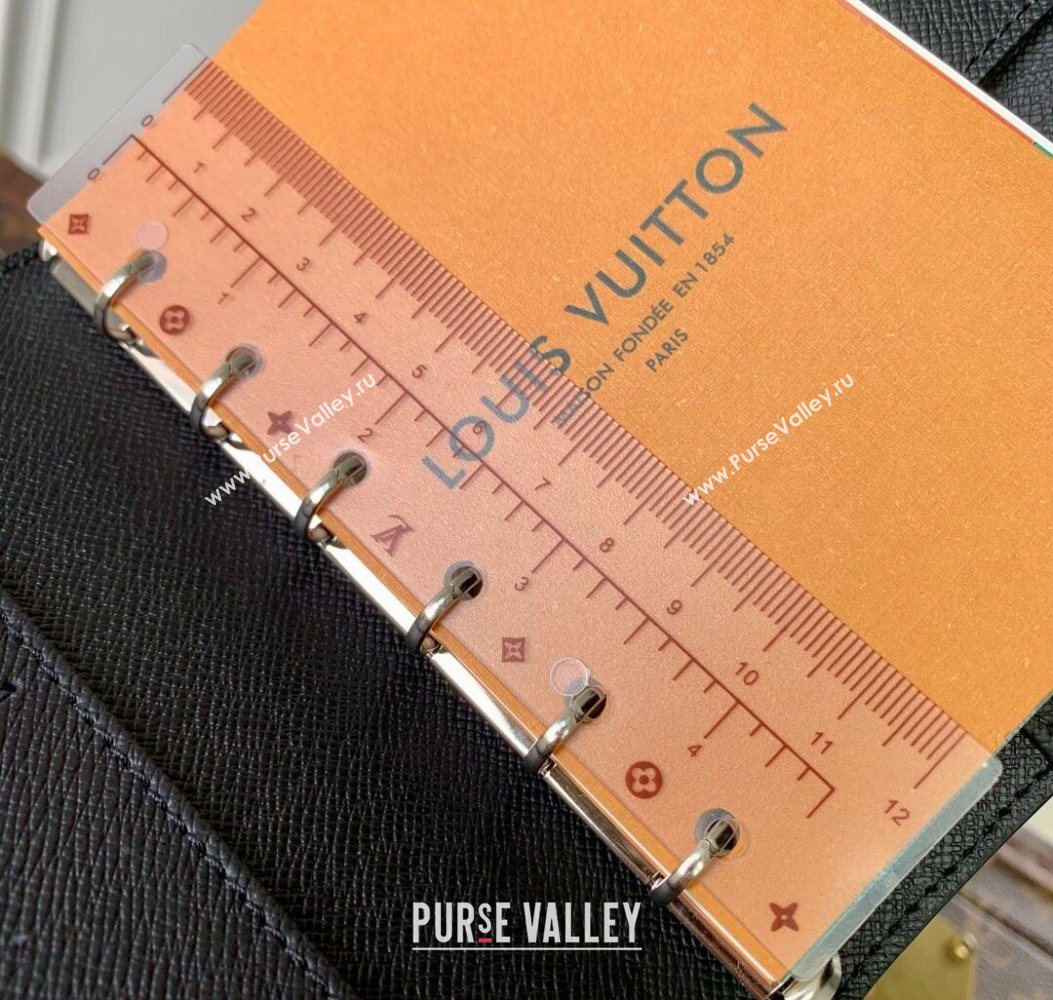 Louis Vuitton Small Ring Agenda Cover in Black Taiga Leather 2025 R20426 (KI-251009041)