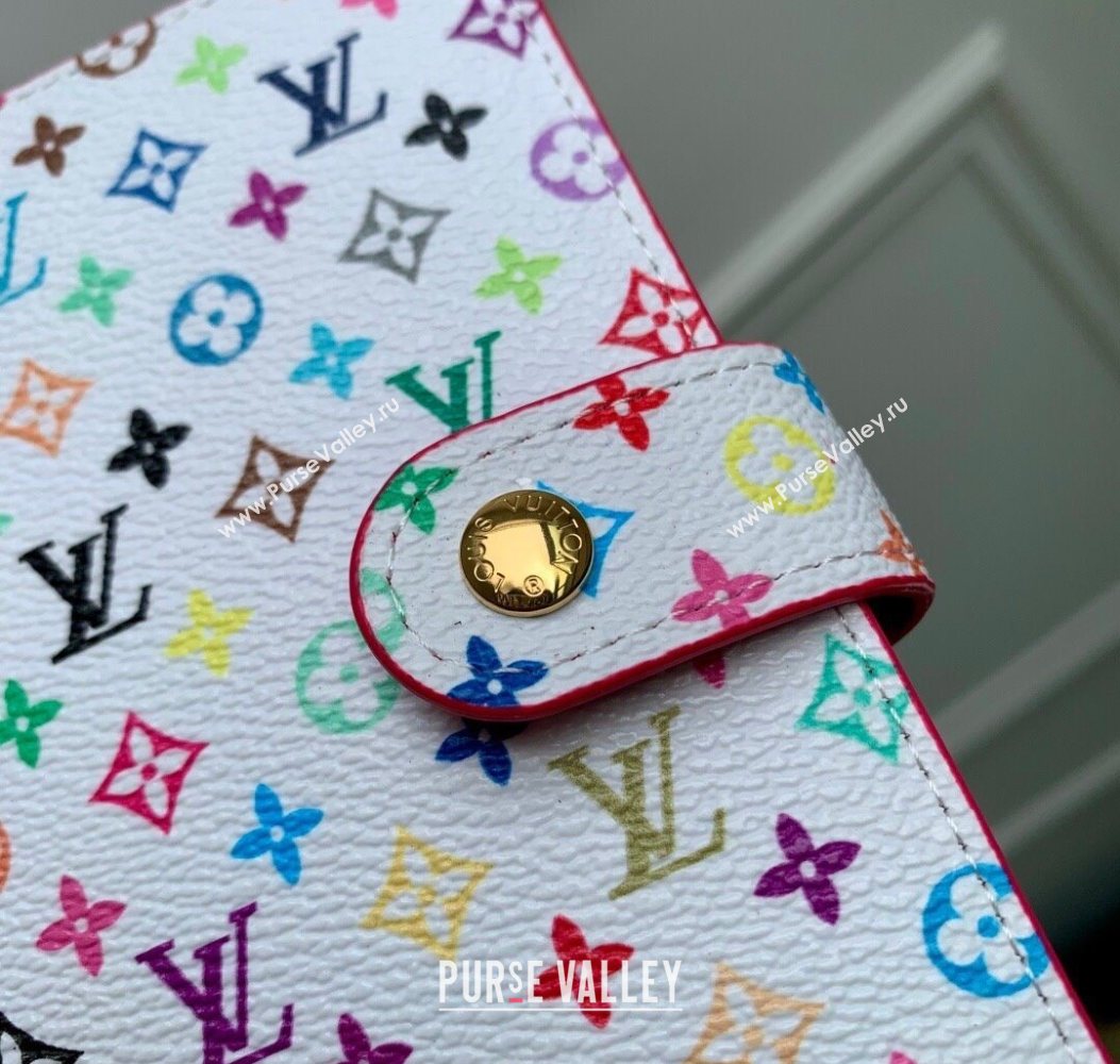 Louis Vuitton LV x TM Small Ring Agenda Cover in Monogram Canvas White/Multicolor 2025 R20005 (KI-251009043)