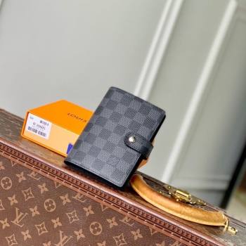 Louis Vuitton Small Ring Agenda Cover in Damier Graphite Canvas 2025 R20005 (KI-251009050)
