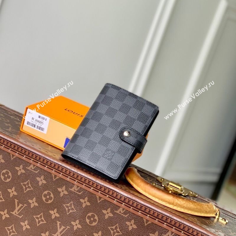 Louis Vuitton Small Ring Agenda Cover in Damier Graphite Canvas 2025 R20005 (KI-251009050)