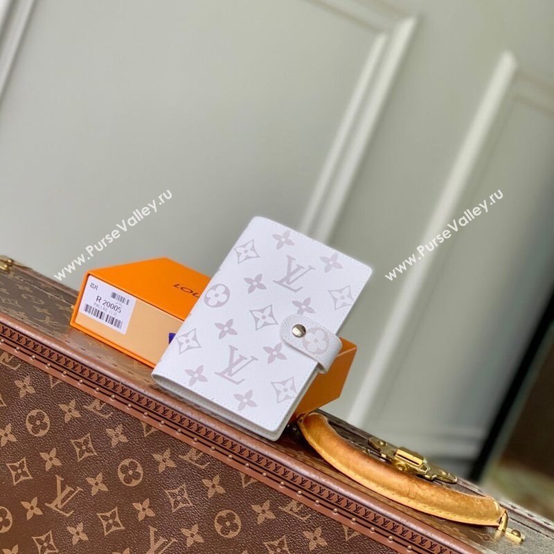 Louis Vuitton Small Ring Agenda Cover in Monogram Canvas White 2025 R20005 (KI-251009048)