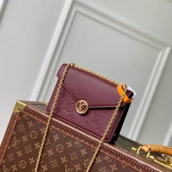 Louis Vuitton Wallet On Chain Rosy Mini bag in Grained Leather M25814 Garnet Red 2025 (KI-251009060)