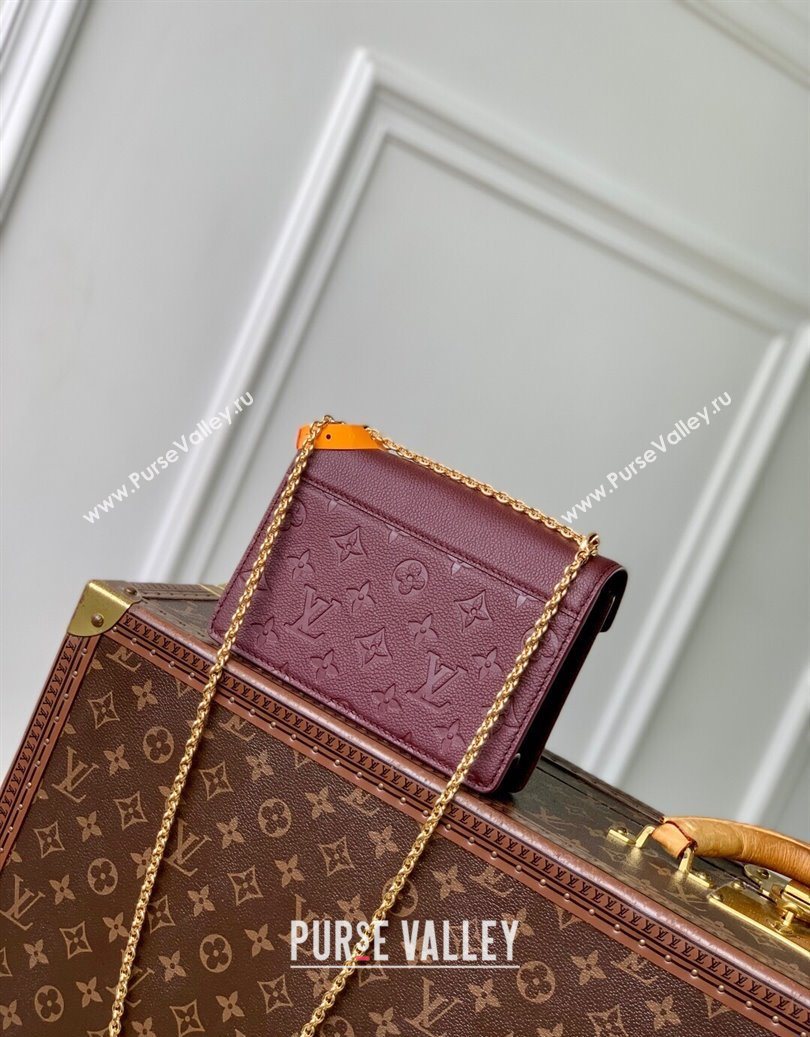 Louis Vuitton Wallet On Chain Rosy Mini bag in Grained Leather M25814 Garnet Red 2025 (KI-251009060)