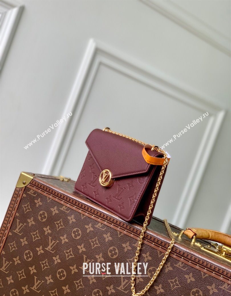 Louis Vuitton Wallet On Chain Rosy Mini bag in Grained Leather M25814 Garnet Red 2025 (KI-251009060)