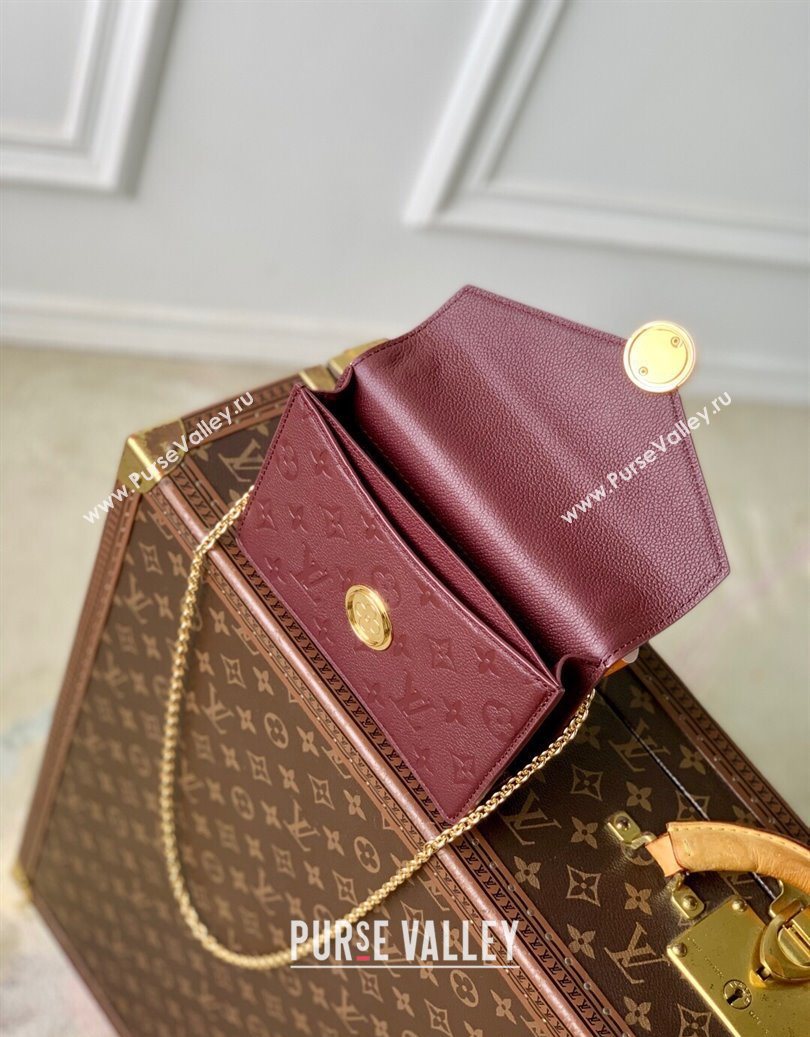 Louis Vuitton Wallet On Chain Rosy Mini bag in Grained Leather M25814 Garnet Red 2025 (KI-251009060)