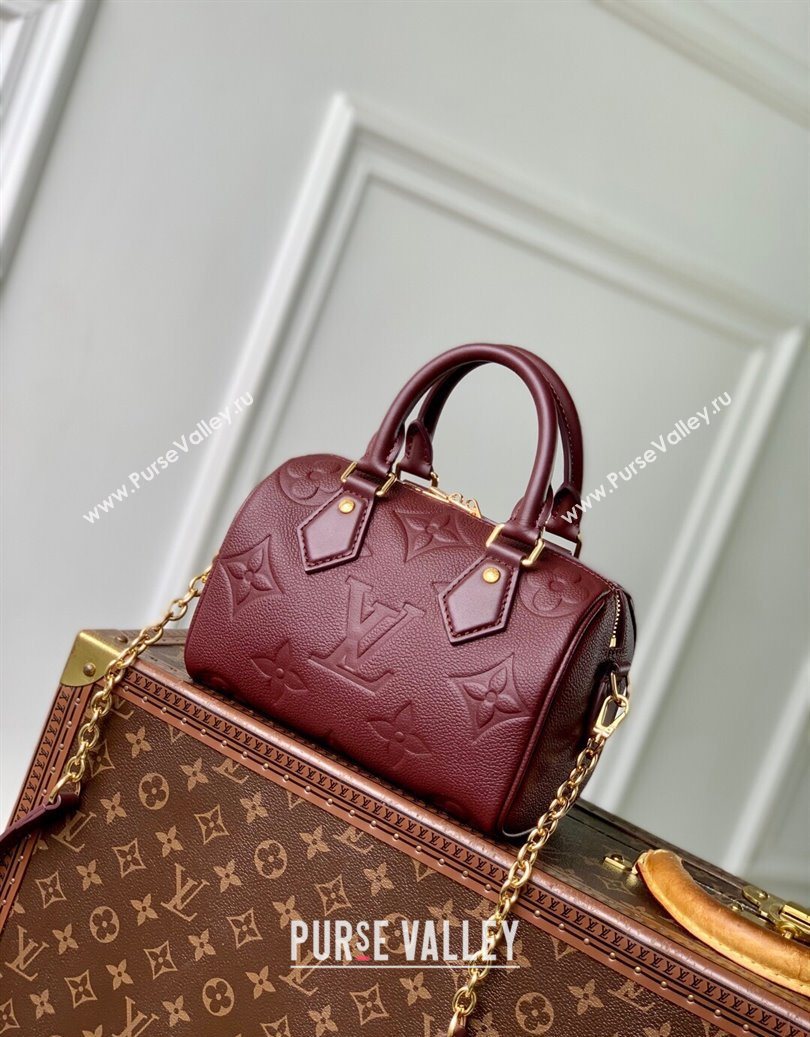 Louis Vuitton Speedy Bandouliere 20 Bag in Monogram Empreinte Leather M25929 Garnet Red 2025 (KI-251009064)