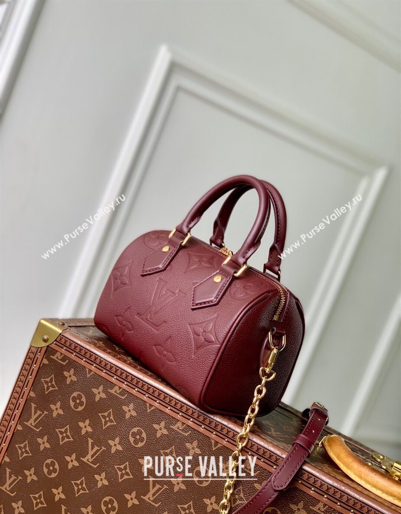 Louis Vuitton Speedy Bandouliere 20 Bag in Monogram Empreinte Leather M25929 Garnet Red 2025 (KI-251009064)