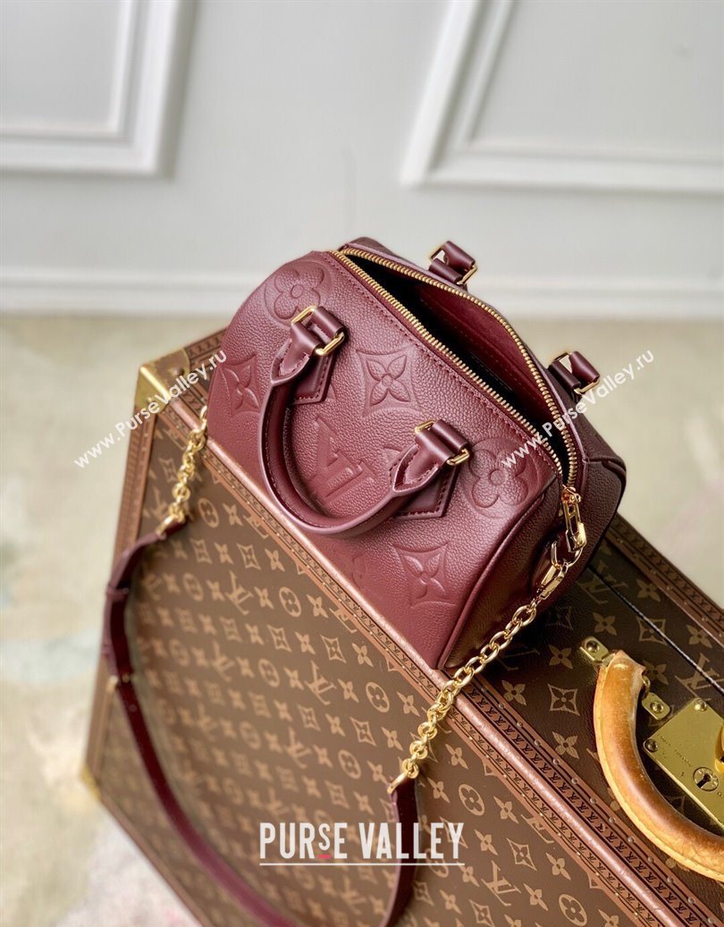 Louis Vuitton Speedy Bandouliere 20 Bag in Monogram Empreinte Leather M25929 Garnet Red 2025 (KI-251009064)