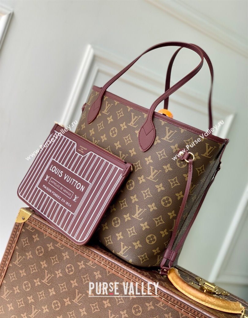 Louis Vuitton Neverfull Inside Out MM Monogram/Wine Red M25663 2025 (KI-251009065)