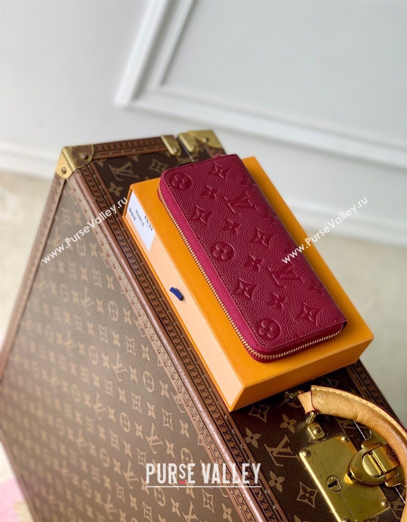 Louis Vuitton Clemence Wallet in Monogram Empreinte Leather M25815 Garnet Red 2025 (KI-251009068)