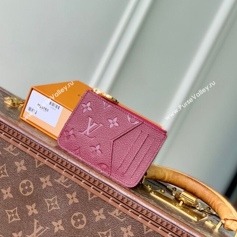 Louis Vuitton Romy Card Holder Wallet in Grained Monogram Leather M25763 Garnet Red 2025 (KI-251009069)