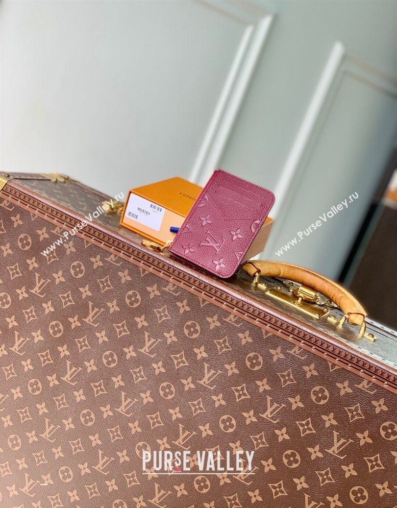 Louis Vuitton Romy Card Holder Wallet in Grained Monogram Leather M25763 Garnet Red 2025 (KI-251009069)
