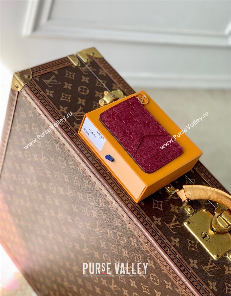 Louis Vuitton Romy Card Holder Wallet in Grained Monogram Leather M25763 Garnet Red 2025 (KI-251009069)