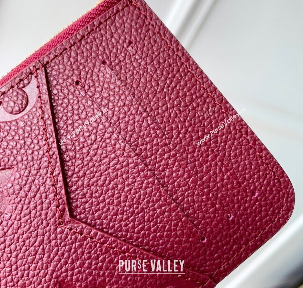 Louis Vuitton Romy Card Holder Wallet in Grained Monogram Leather M25763 Garnet Red 2025 (KI-251009069)
