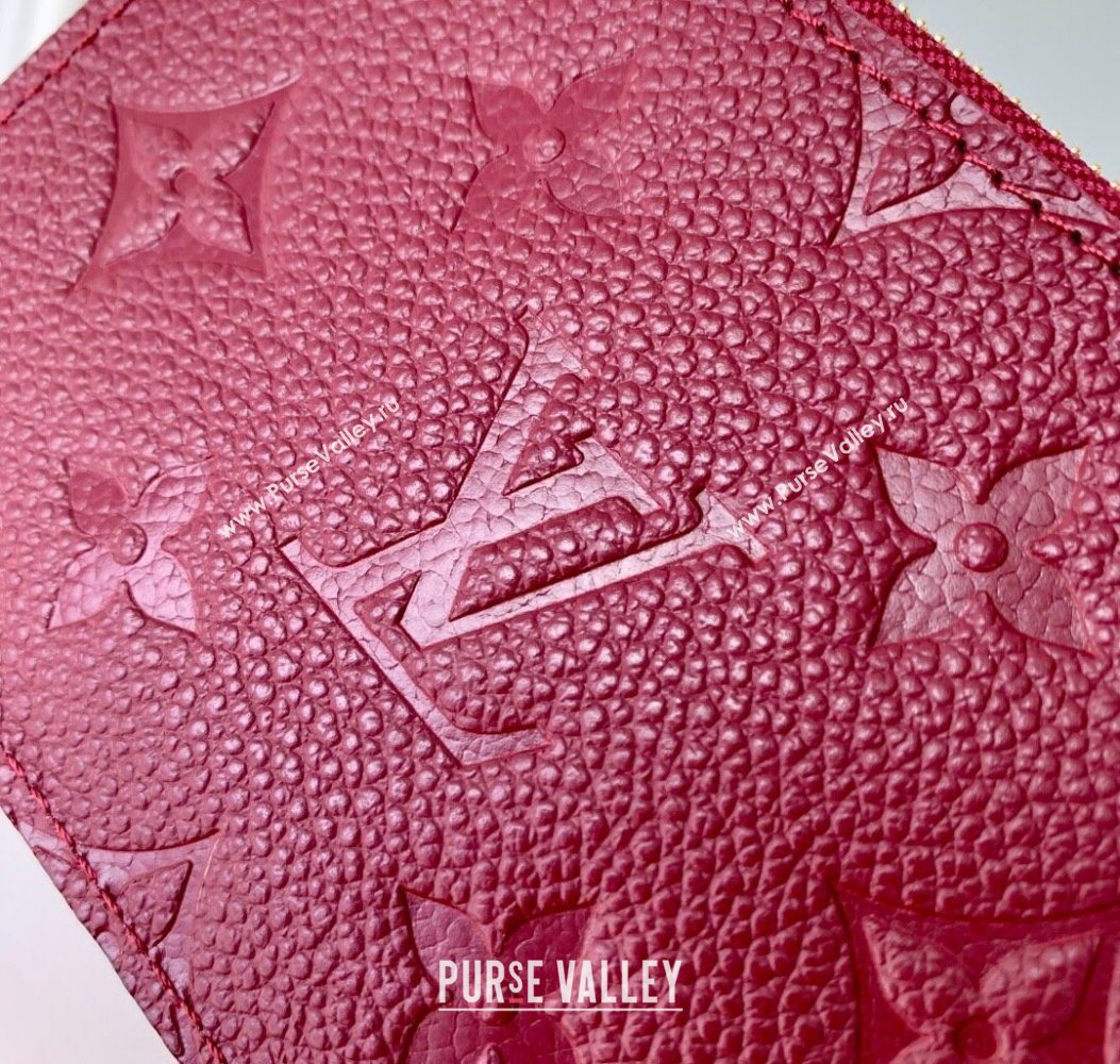 Louis Vuitton Romy Card Holder Wallet in Grained Monogram Leather M25763 Garnet Red 2025 (KI-251009069)