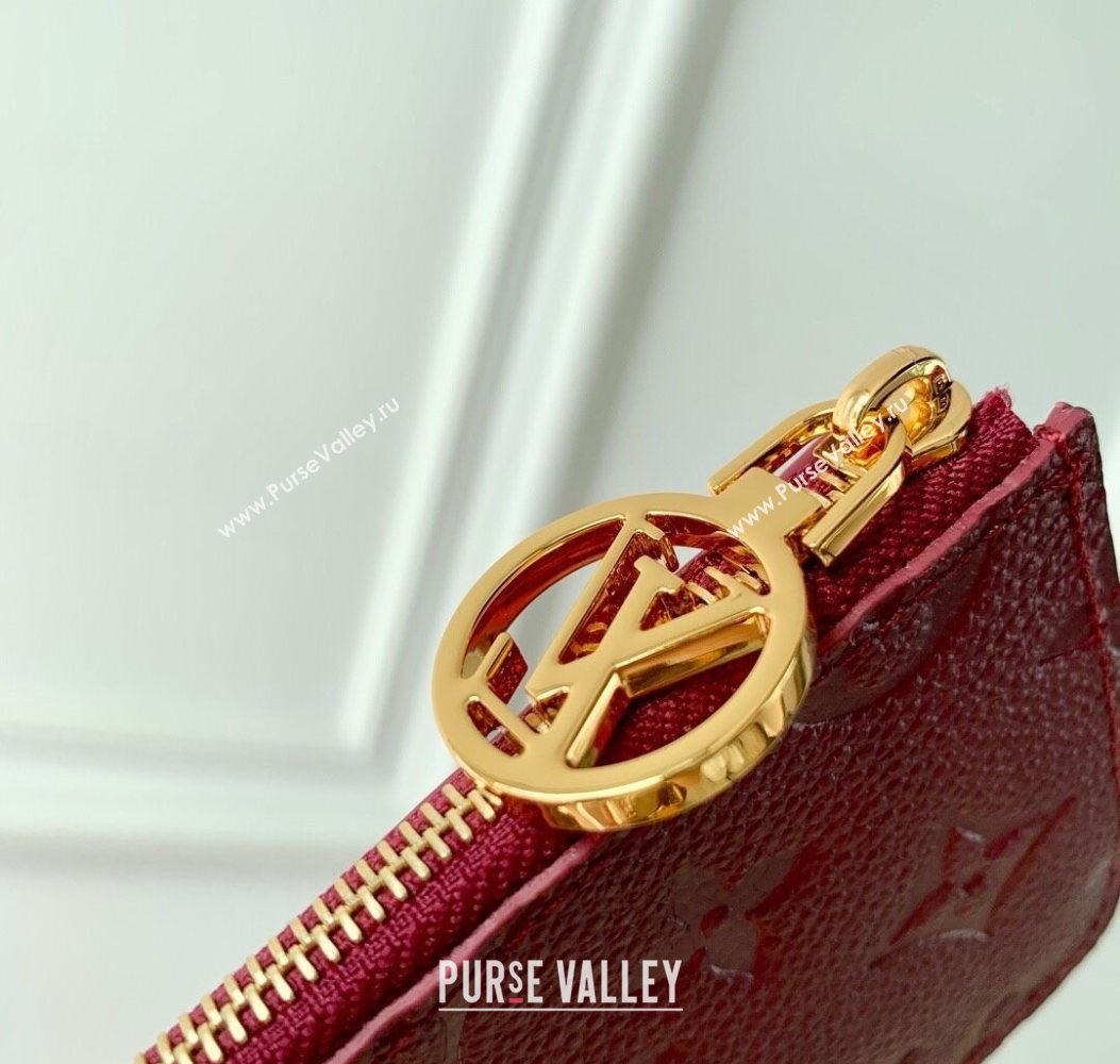 Louis Vuitton Romy Card Holder Wallet in Grained Monogram Leather M25763 Garnet Red 2025 (KI-251009069)