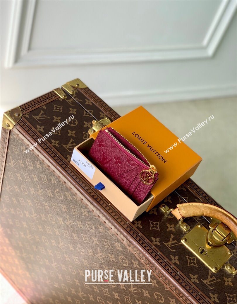 Louis Vuitton Romy Card Holder Wallet in Grained Monogram Leather M25763 Garnet Red 2025 (KI-251009069)