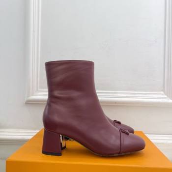 Louis Vuitton Swing Heel Ankle Boots 5.5cm in Calf Leather Burgundy 2025 1AID092 (MD-251021138)