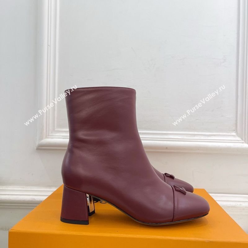 Louis Vuitton Swing Heel Ankle Boots 5.5cm in Calf Leather Burgundy 2025 1AID092 (MD-251021138)