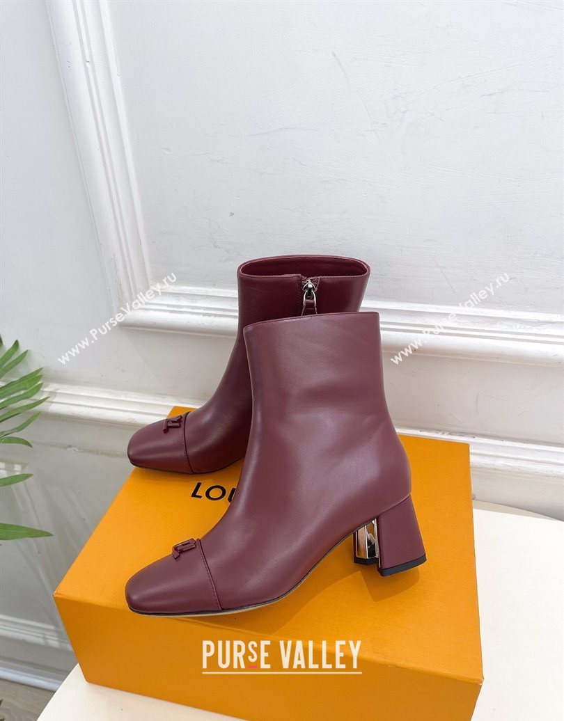 Louis Vuitton Swing Heel Ankle Boots 5.5cm in Calf Leather Burgundy 2025 1AID092 (MD-251021138)