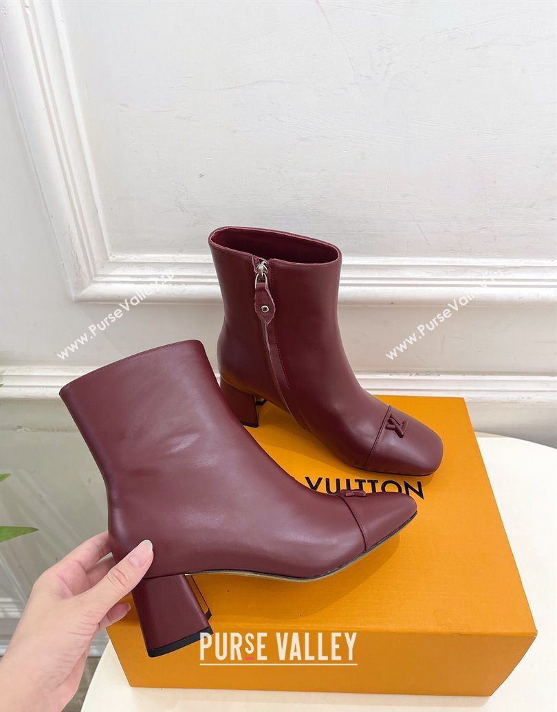 Louis Vuitton Swing Heel Ankle Boots 5.5cm in Calf Leather Burgundy 2025 1AID092 (MD-251021138)