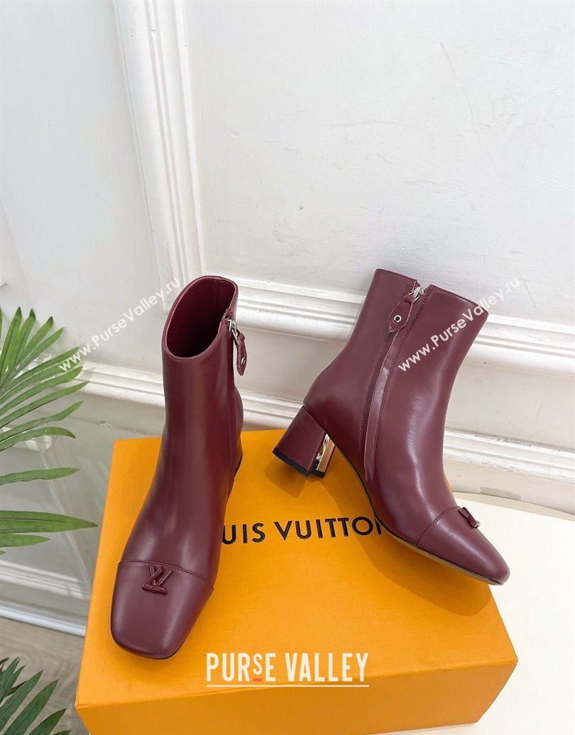 Louis Vuitton Swing Heel Ankle Boots 5.5cm in Calf Leather Burgundy 2025 1AID092 (MD-251021138)