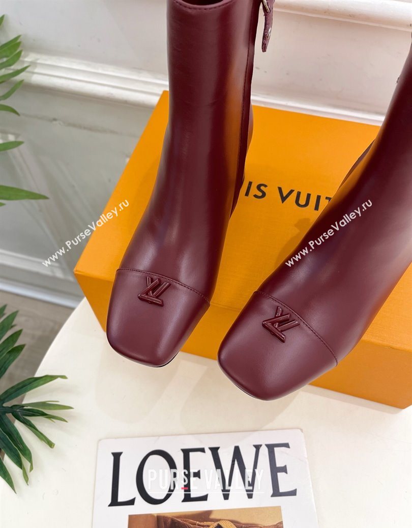 Louis Vuitton Swing Heel Ankle Boots 5.5cm in Calf Leather Burgundy 2025 1AID092 (MD-251021138)
