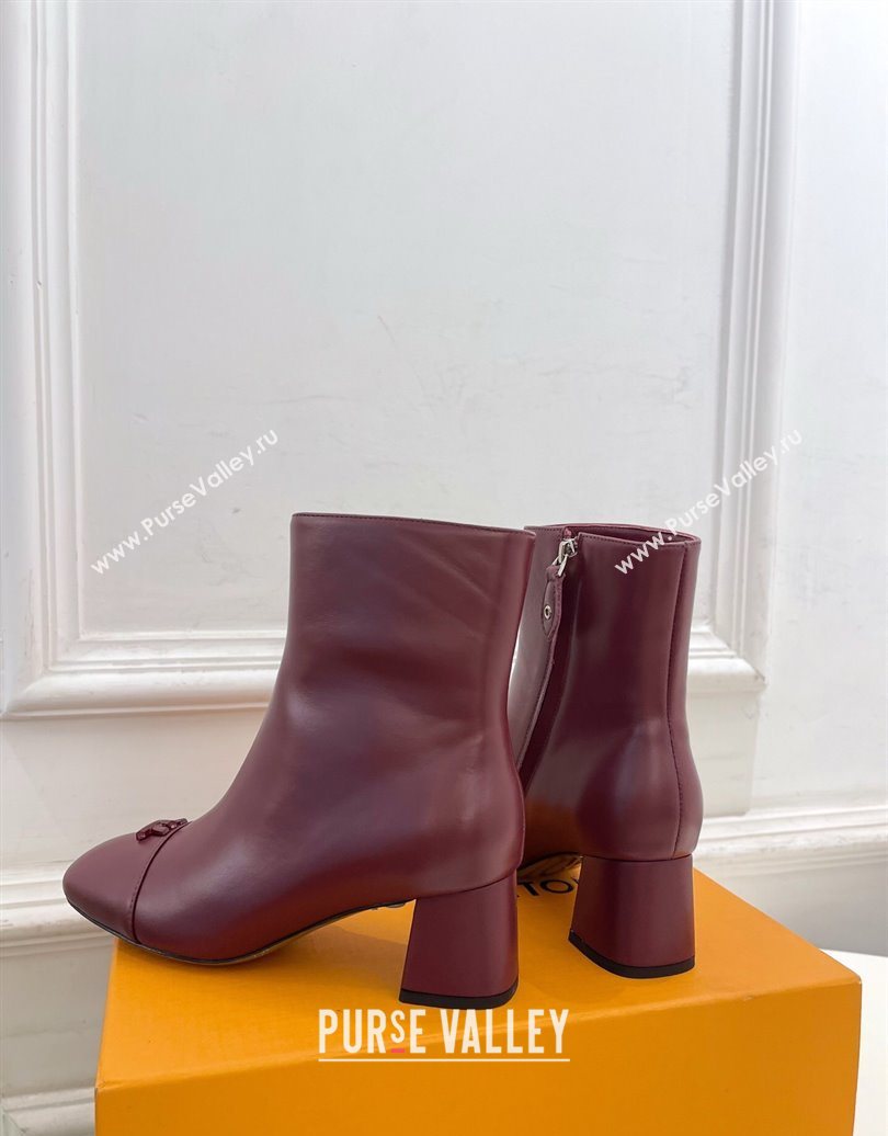 Louis Vuitton Swing Heel Ankle Boots 5.5cm in Calf Leather Burgundy 2025 1AID092 (MD-251021138)