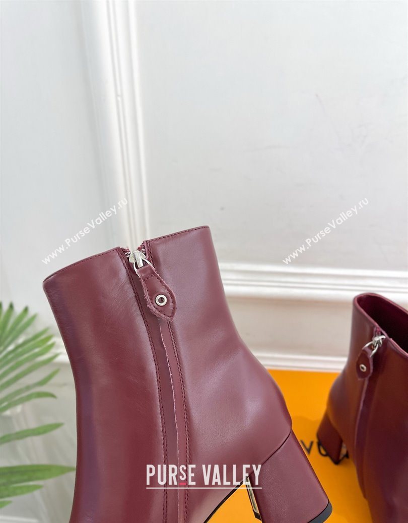 Louis Vuitton Swing Heel Ankle Boots 5.5cm in Calf Leather Burgundy 2025 1AID092 (MD-251021138)