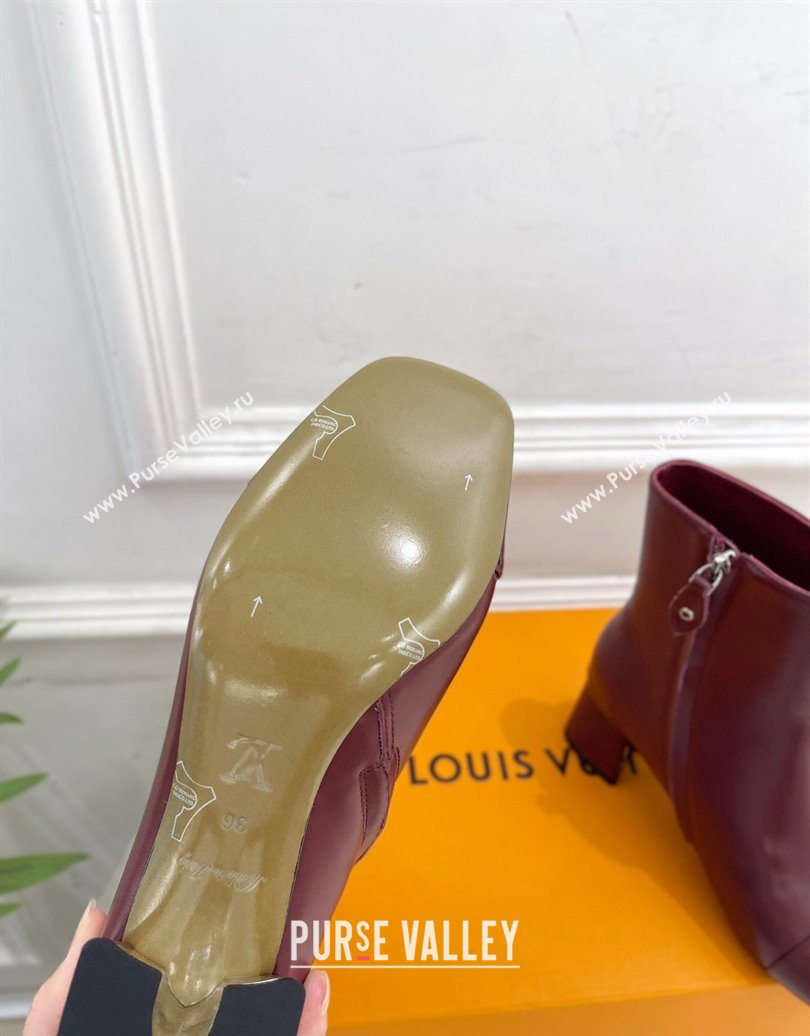 Louis Vuitton Swing Heel Ankle Boots 5.5cm in Calf Leather Burgundy 2025 1AID092 (MD-251021138)