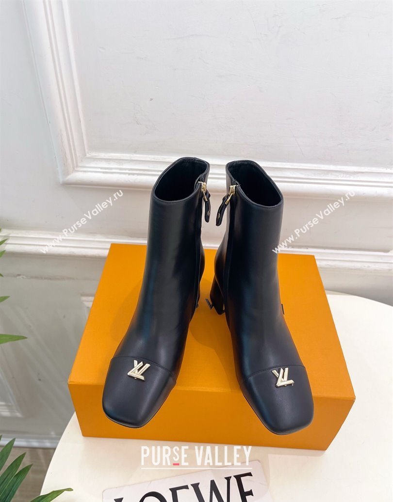 Louis Vuitton Swing Heel Ankle Boots 5.5cm in Calf Leather Black 2025 1AID092 (MD-251021139)