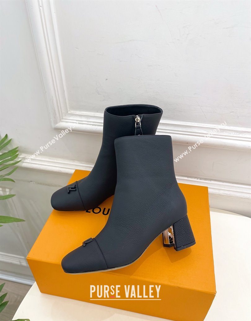Louis Vuitton Swing Heel Ankle Boots 5.5cm in Matte Leather All Black 2025 1AID092 (MD-251021140)
