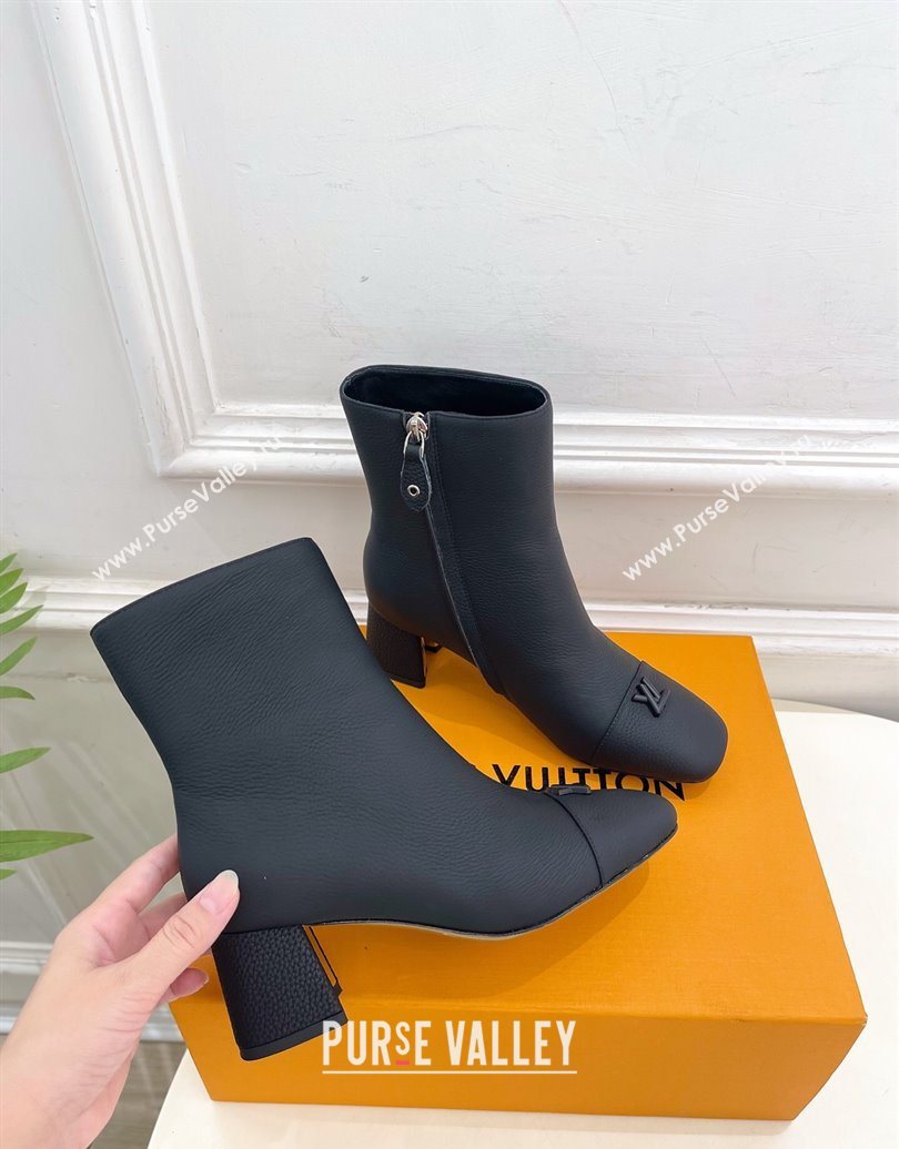 Louis Vuitton Swing Heel Ankle Boots 5.5cm in Matte Leather All Black 2025 1AID092 (MD-251021140)