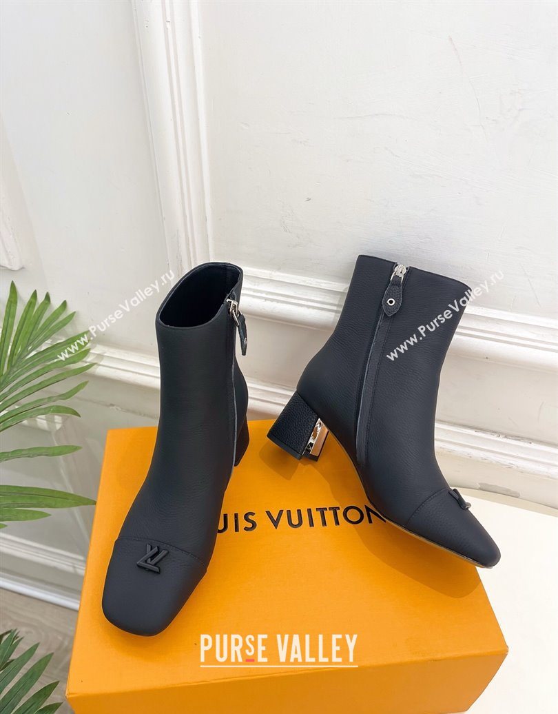 Louis Vuitton Swing Heel Ankle Boots 5.5cm in Matte Leather All Black 2025 1AID092 (MD-251021140)