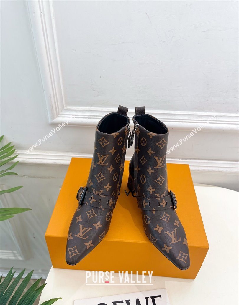 Louis Vuitton Fusee Heel Ankle Boots 5cm in Monogram Canvas with Buckle Strap 2025 (MD-251022010)